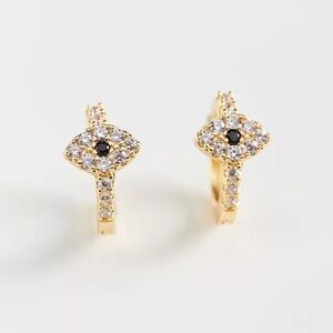 Evil Eye Huggie Earrings - Gold Plated